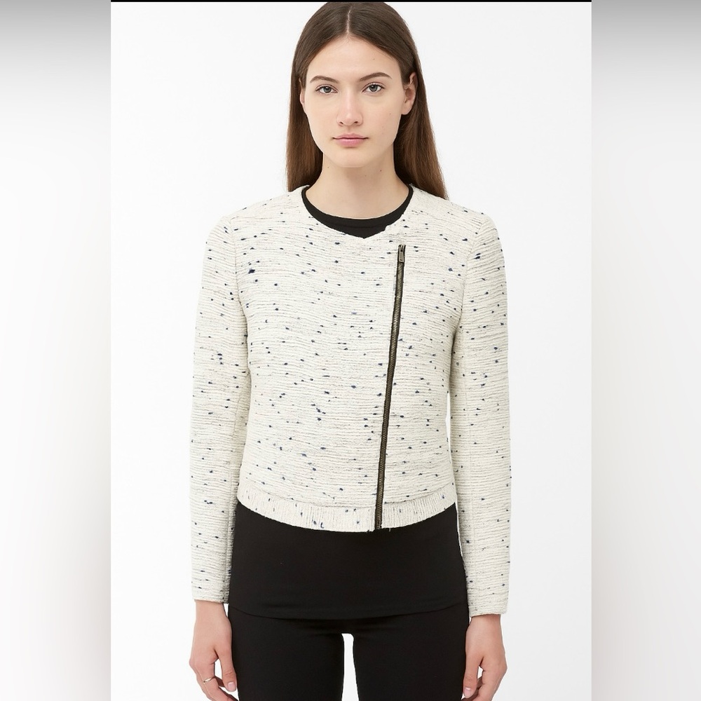 Classiques Entier Women's White Black & Silver Sparkle Tweed Jacket Size Large